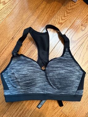 Victoria's Secret Black Heathered Racerback Sports Bra